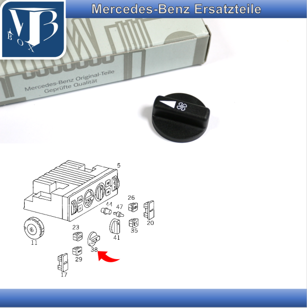 Original Mercedes-Benz R129 Knopf für Gebläseschalter Klimaanlage